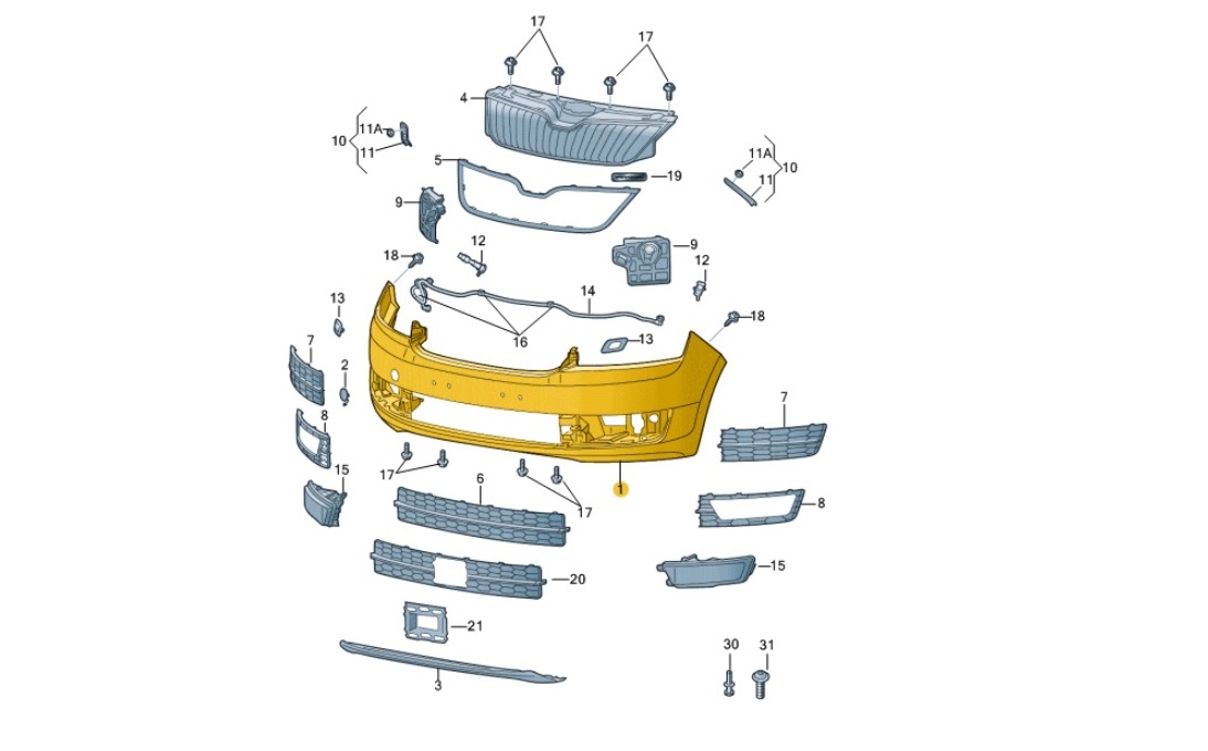 Запчасти на шкоду рапид. Схема переднего бампера Шкода Рапид. Запчасти передней части Шкода Рапид. Составляющие переднего бампера Шкода Фабия 2011. Skoda Rapid передняя часть.